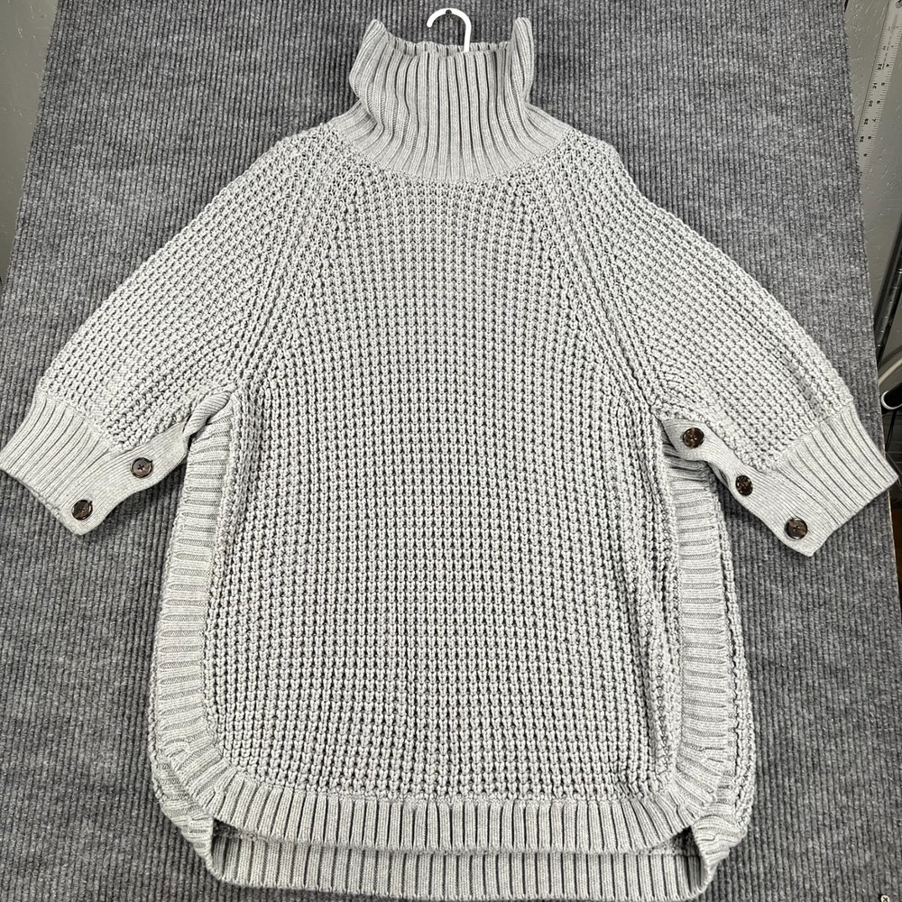 J Crew Sweater Pullover Womens XL Extra Large Loose Knit 3/4 Sleeve High Neck